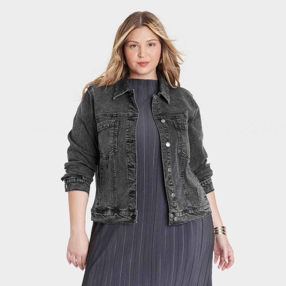 NWT Black Denim Jacket Size 2X